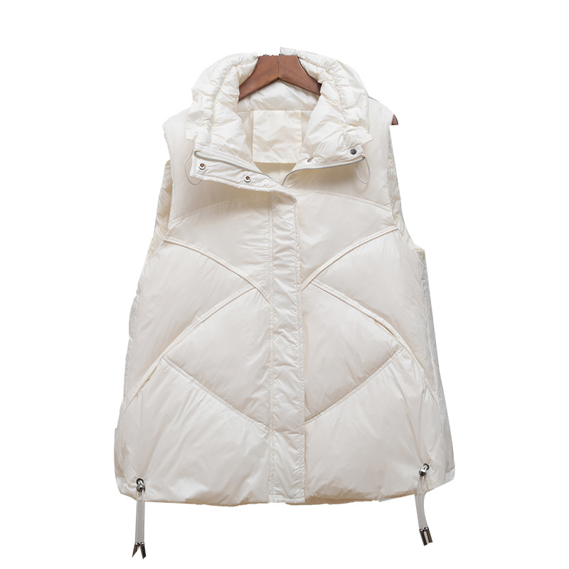 羽绒马甲女韩版轻薄90白鸭绒保暖背心时尚简约冬季外穿羽绒服坎肩