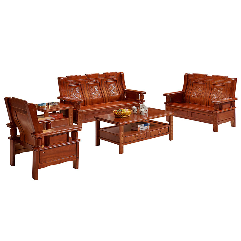 全实木沙发组合小户型冬夏两用新中式仿古沙发客厅办公农村经