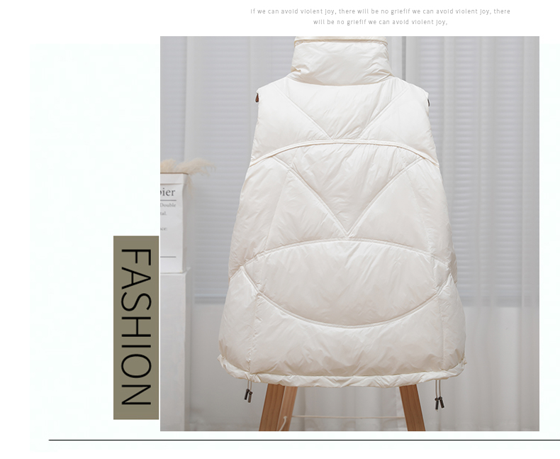 羽绒马甲女韩版轻薄90白鸭绒保暖背心时尚简约冬季外穿羽绒服坎肩(图6)