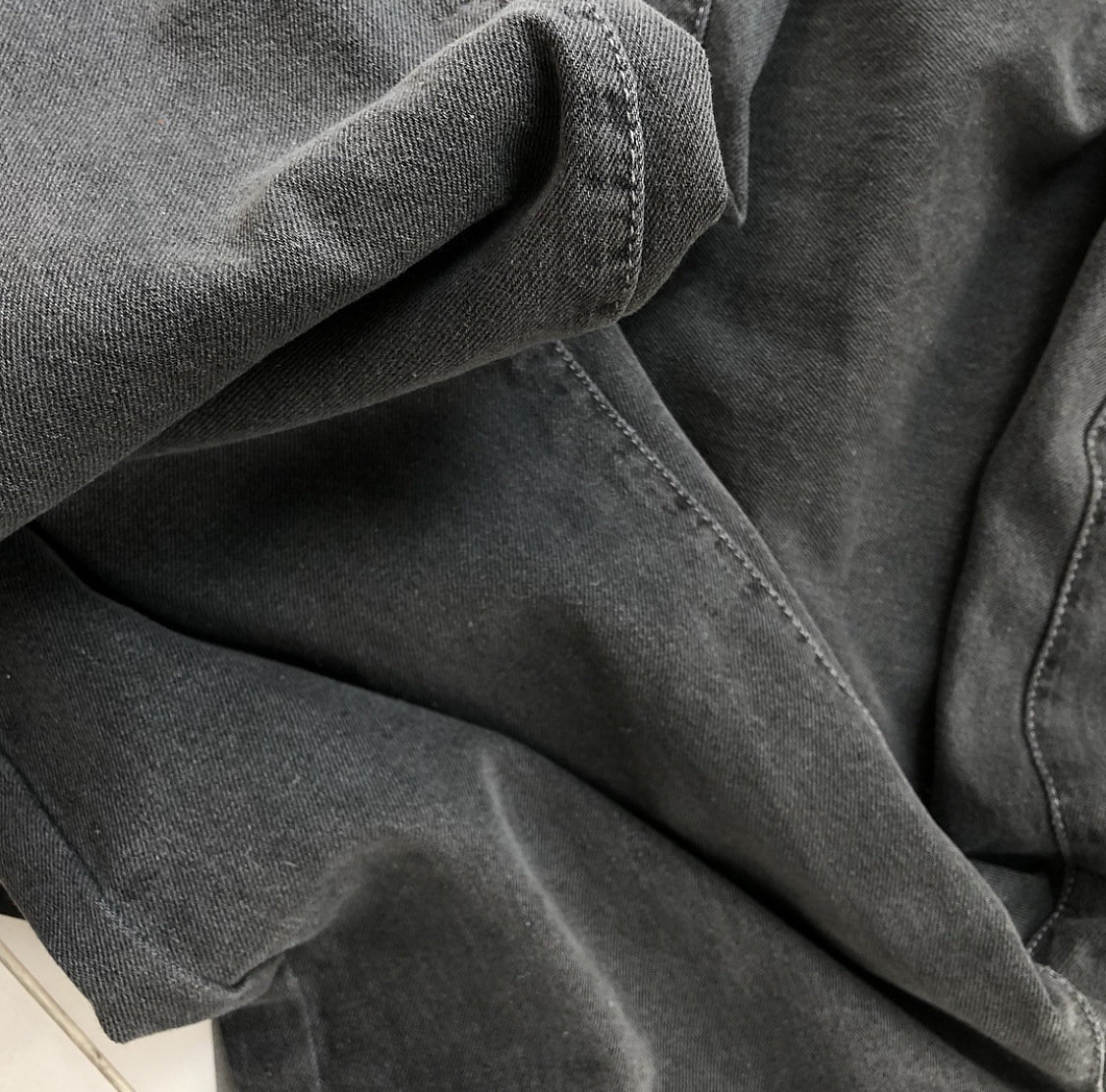 烟灰色柔软帅气高腰宽松休闲阔腿牛仔裤女长裤(图3)