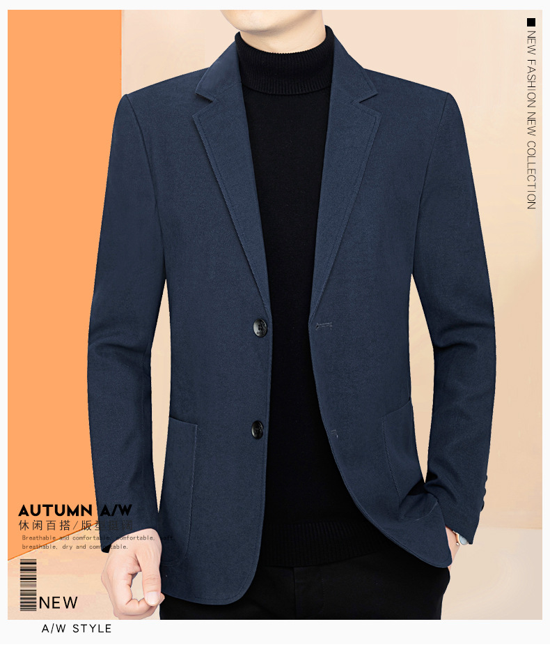 秋季新款帅气中青年男士商务休闲西装男修身韩版外套西服上衣(图1)