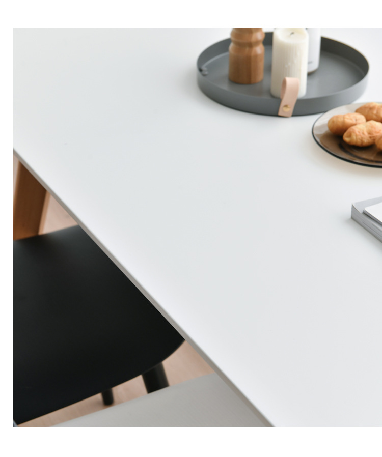 北欧简约洽谈桌现代白色餐桌小户型家用长方形吃饭桌实木轻奢桌子(图2)