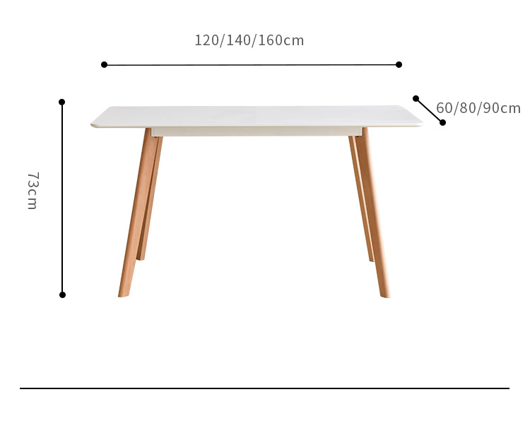 北欧简约洽谈桌现代白色餐桌小户型家用长方形吃饭桌实木轻奢桌子(图4)