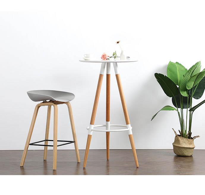 欧吧台伊姆斯桌椅现代简约咖啡厅桌家用实木餐桌椅休闲洽谈吧桌(图5)